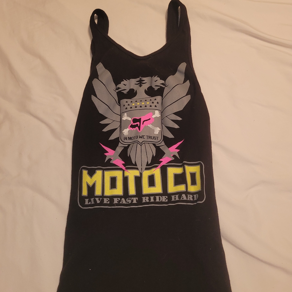 Fox Black Tank Top with Gray and Yellow Accents